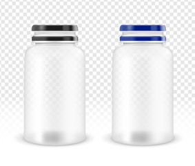 Vector transparent plastic bottle for multivitamins or medication