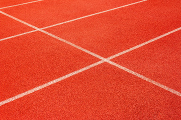 Red running track Synthetic rubber on the athletic stadium