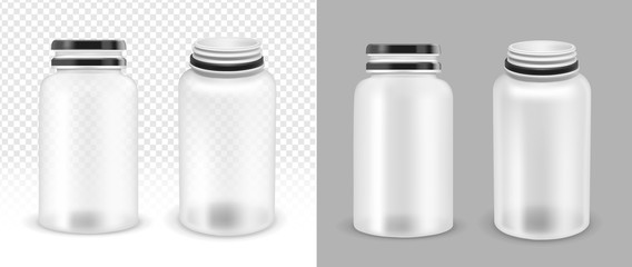 Vector open and closed plastic bottle for multivitamins or medication