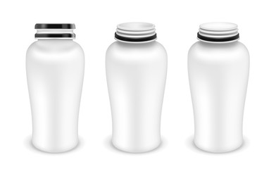 Vector open and closed plastic bottle for multivitamins or medication