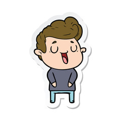 Obraz premium sticker of a happy cartoon man