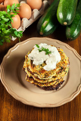 Zucchini fritters or pancakes
