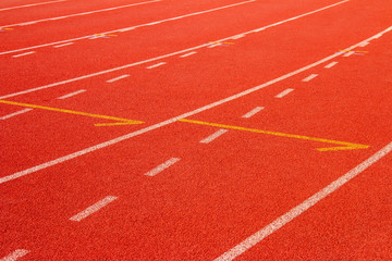 Red running track Synthetic rubber on the athletic stadium