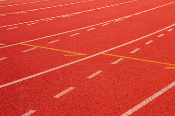 Red running track Synthetic rubber on the athletic stadium