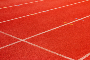 Red running track Synthetic rubber on the athletic stadium