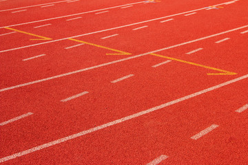 Red running track Synthetic rubber on the athletic stadium