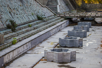 Abandoned Decorative Pool and Fountains in Almaty, Kazakhstan