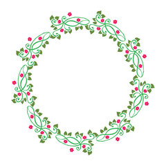 Vector illustration beauty shape green leafy floral frame hand drawn