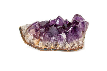 Amethyst Crystal Druse  macro mineral on white background