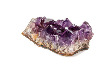 Amethyst Crystal Druse  macro mineral on white background