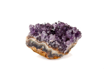 Amethyst Crystal Druse  macro mineral on white background