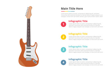 electric guitar infographic template with 4 points of free space text description - vector illustration