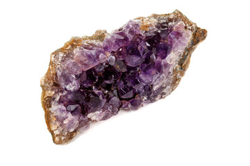 Amethyst Crystal Druse  macro mineral on white background