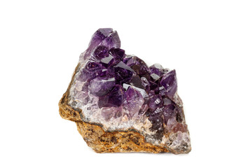 Amethyst Crystal Druse  macro mineral on white background