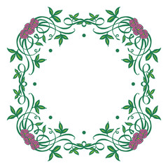 Vector illustration green leafy flower frame decor hand drawn