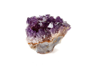 Amethyst Crystal Druse  macro mineral on white background