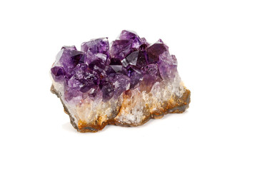 Amethyst Crystal Druse  macro mineral on white background
