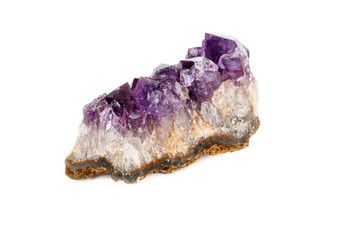 Amethyst Crystal Druse  macro mineral on white background
