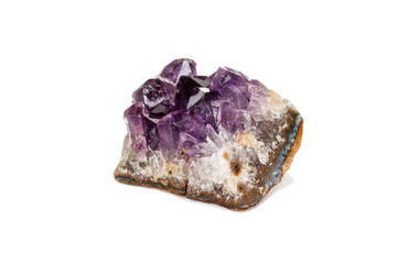 Amethyst Crystal Druse  macro mineral on white background