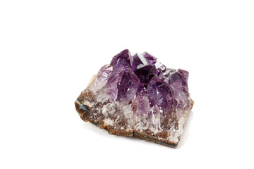 Amethyst Crystal Druse  macro mineral on white background