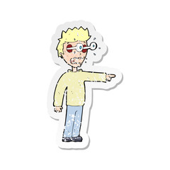 retro distressed sticker of a cartoon man with popping out eyes