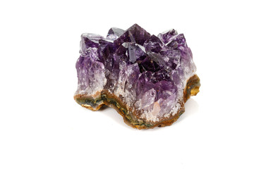 Amethyst Crystal Druse  macro mineral on white background