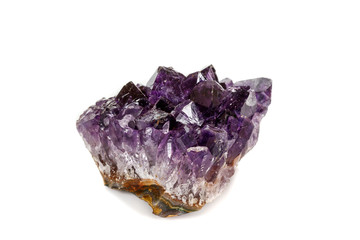 Amethyst Crystal Druse  macro mineral on white background