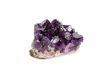 Amethyst Crystal Druse  macro mineral on white background