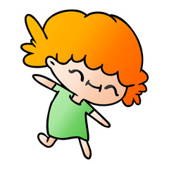 gradient cartoon of cute kawaii girl
