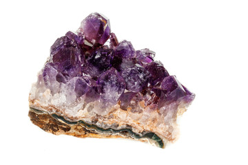 Amethyst Crystal Druse  macro mineral on white background