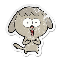 distressed sticker of a cute cartoon dog