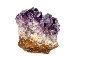 Amethyst Crystal Druse  macro mineral on white background