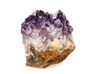 Amethyst Crystal Druse  macro mineral on white background
