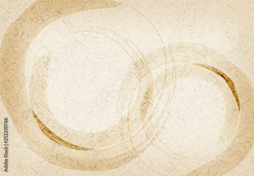 ベージュ色の二重丸が書かれた端が焼けた和紙背景素材テクスチャ Abstraction Canvas Print Abstracti Rrice