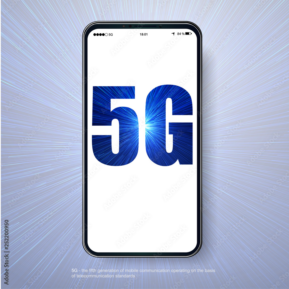 Fototapete 5g network wireless technology vector illustration. wireless mobile telecommunication service concep