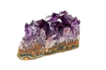 Amethyst Crystal Druse  macro mineral on white background