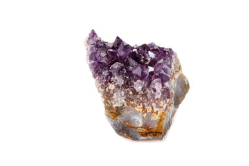 Amethyst Crystal Druse  macro mineral on white background