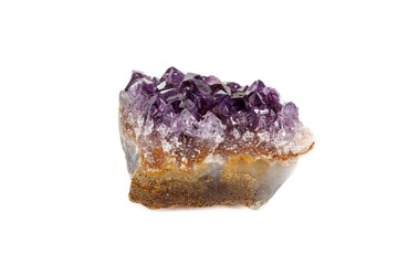 Amethyst Crystal Druse  macro mineral on white background