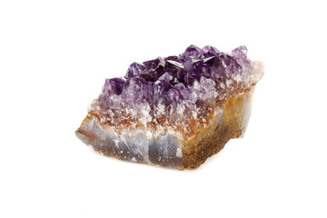 Amethyst Crystal Druse  macro mineral on white background