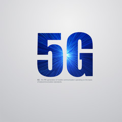5G network wireless systems and internet vector illustration. Communication network. Business concept banner. Speed of light.