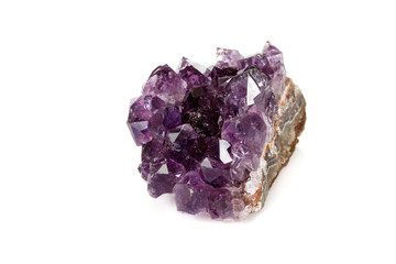 Amethyst Crystal Druse  macro mineral on white background