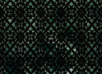 emerald vector floral ornament on a black background