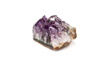 Amethyst Crystal Druse  macro mineral on white background