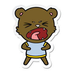 sticker of a angry cartoon bear