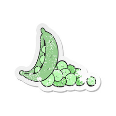 retro distressed sticker of a cartoon peas in pod
