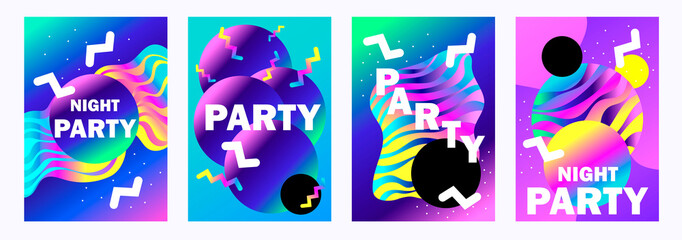 disco party.  set of colorful modern banners. Template for card, invitation, flyer. vector illustration. EPS 10