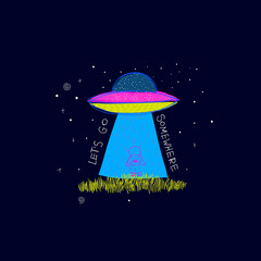 Lets go somewhere Universe space UFO Star card