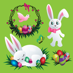 Easter bunny vector set