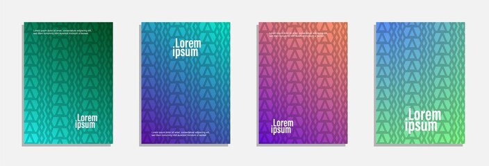 Colorful and modern cover design. Set of geometric pattern background