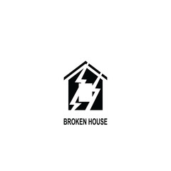 broken house icon. Black home